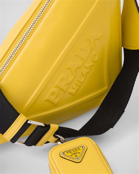 yellow prada triangle bag|Prada quilted shoulder bag.